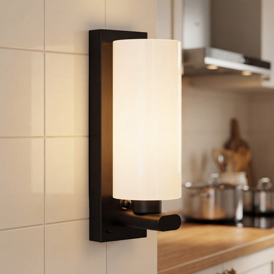 Industrial Indoor Cylindrical Glass  Wall Sconce