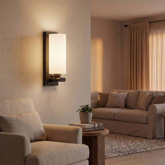 Industrial Indoor Cylindrical Glass  Wall Sconce