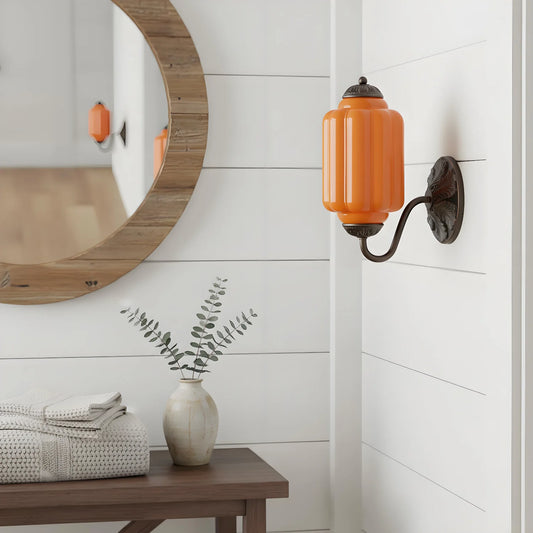 Vintage Glass Lantern-Shaped Eloise Wall Sconce