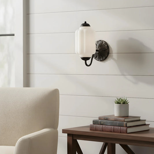 Vintage Glass Lantern-Shaped Eloise Wall Sconce