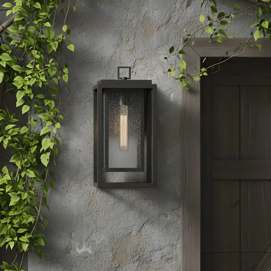 Industrial Seedy Glass Lantern Wall Lamp