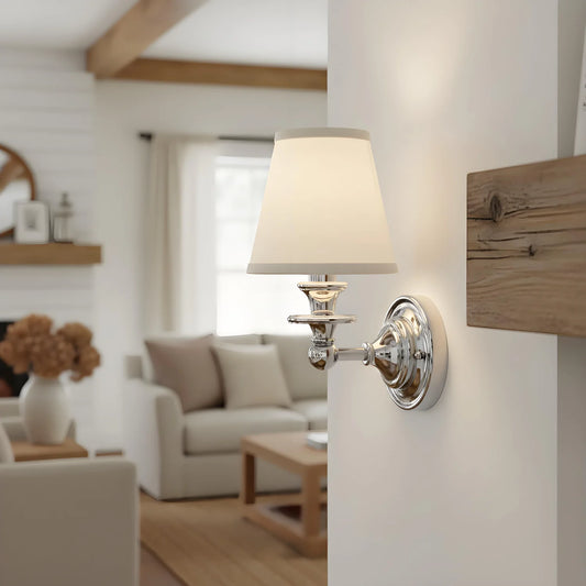 Vintage Fabric Shade Metal Single-Arm Wall Sconce