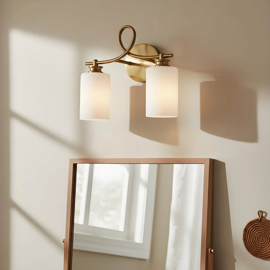 Retro Brass Looped Arm Glass Wall Lamp