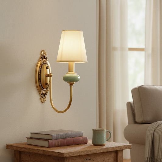 Classic American Ceramic Curved Wall Sconce