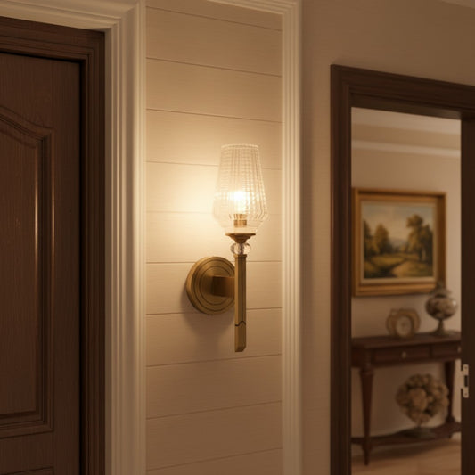 Elegant Brass & Crystal Linear Classic Wall Sconce