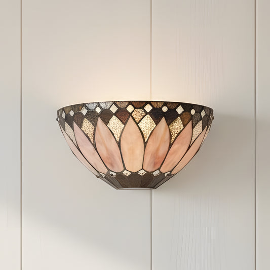 Vintage Tiffany Stained Glass Winged Wall Sconce