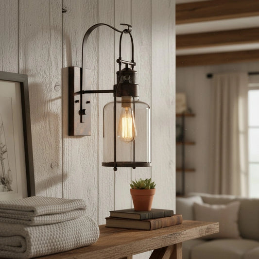 Industrial Iron Single Cylinder Wall Sconce
