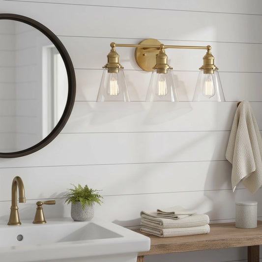 Minimalist 3-Light Clear Glass Vanity Sconce