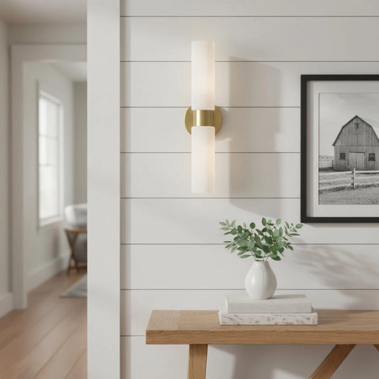 Minimalist Alabaster 2-Light Tube Wall Sconce