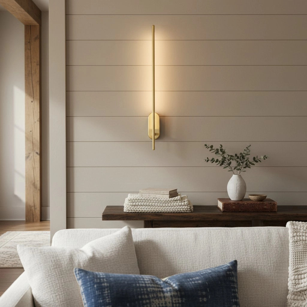 Linear Sconce Minimalist Brass Linear Wall Sconce | LED Wall Sconce | masloliving ...