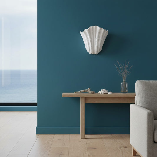 Minimalist Coastal Plaster Shell Wall Sconce