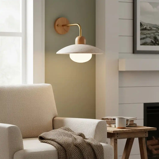 Modern Circular Disc Travertine Wall Light