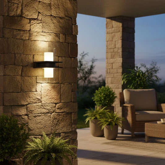Modern Dual Head Glass Outdoor Wall Light