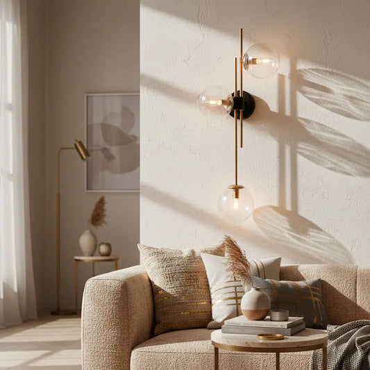 Modern Luxury Gold Glass 3-Light Wall Sconce