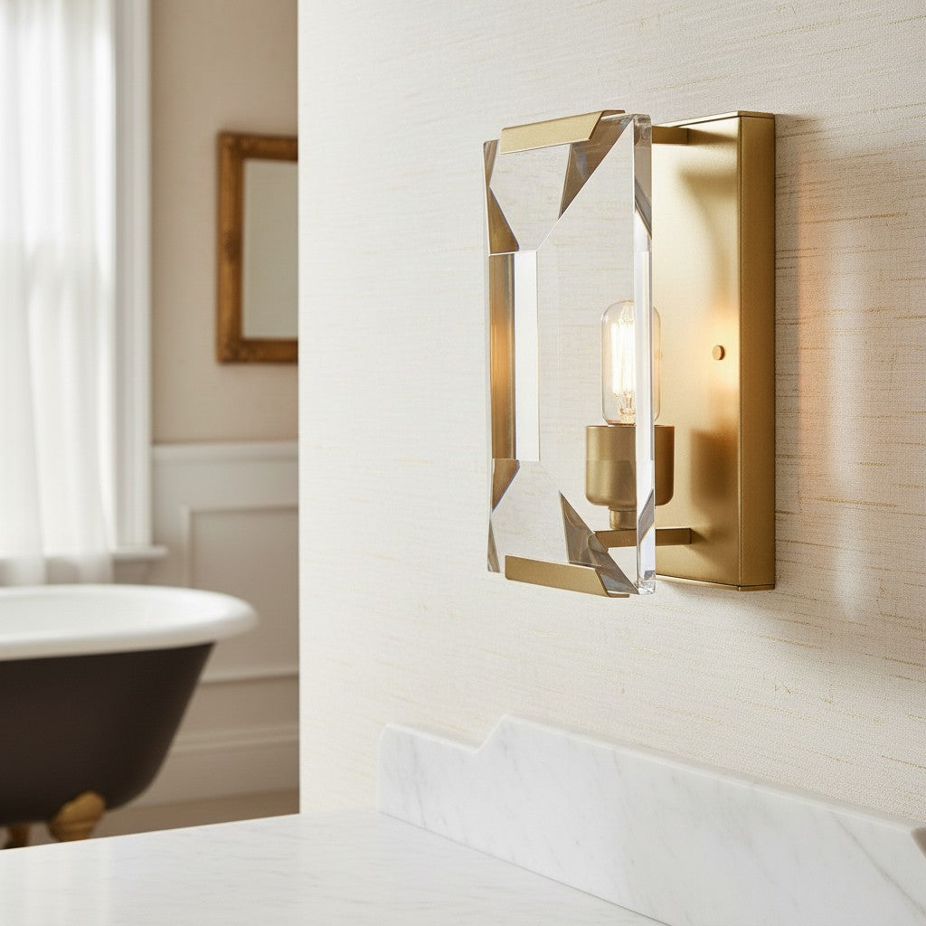 Modern Crystal Rectangular Wall Sconce Lighting Fixture | masloliving ...