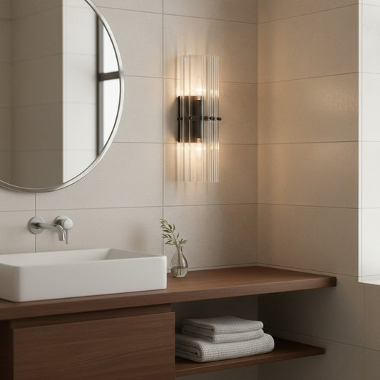 Modern Glam Crystal Cylindrical Bath Wall Sconce