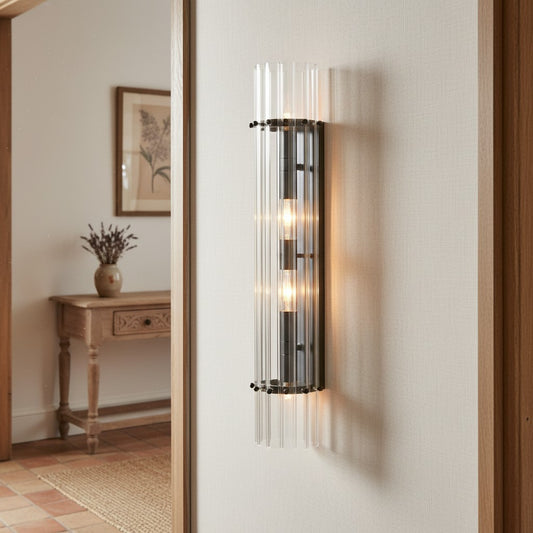 Modern Glam Crystal Dual Cylindrical Wall Sconce