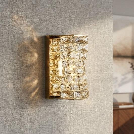 Luxury Stainless Steel & Crystal Cylinder Wall Sconce