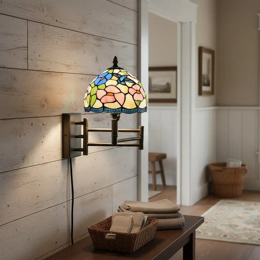 Tiffany Swing Arm Dome Metal Wall Light