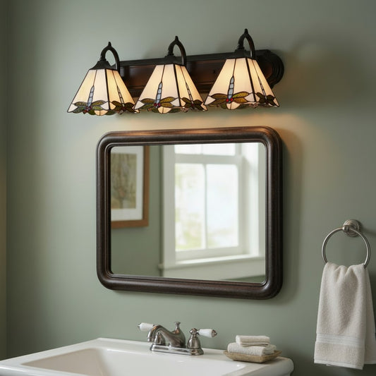 Tiffany Indoor Glass 3-Light Bathroom Vanity Wall Sconce