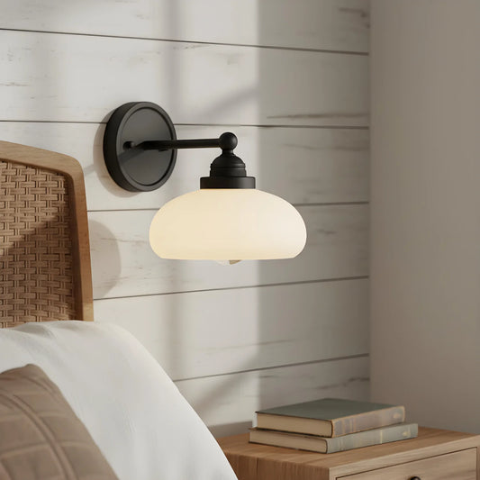 Industrial-Style Milky White Dome Wall Lamp