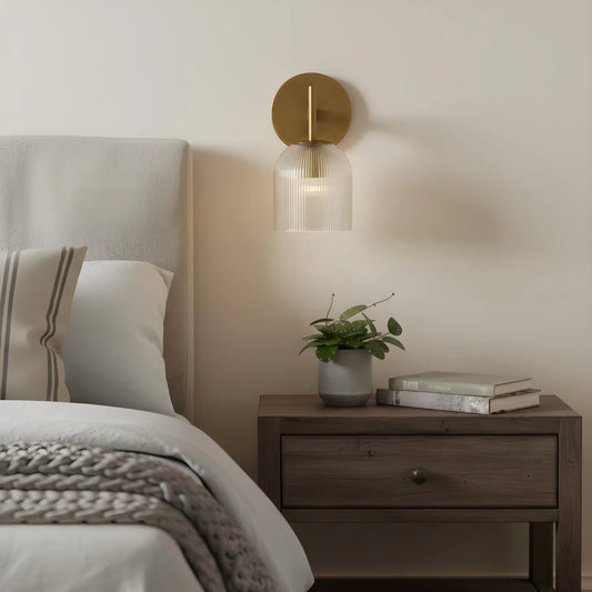 Luxury Metal Frame Glass Shade Wall Lamp