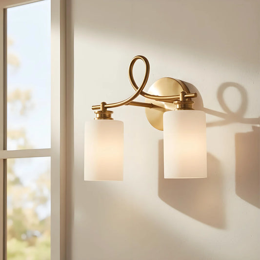 Retro Brass Looped Arm Glass Wall Lamp