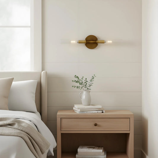 Luxury Double-Tube Ribbed Glass Wall Sconce